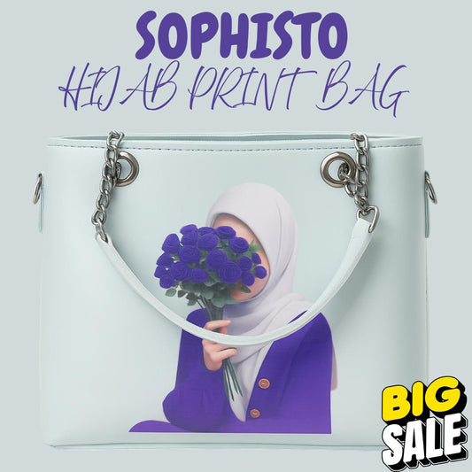 Hijabi Girl Print Bag | Pastel Blue